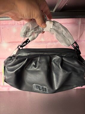 Badgley Mischka Black Gathered Shoulder Bag with Chain strap